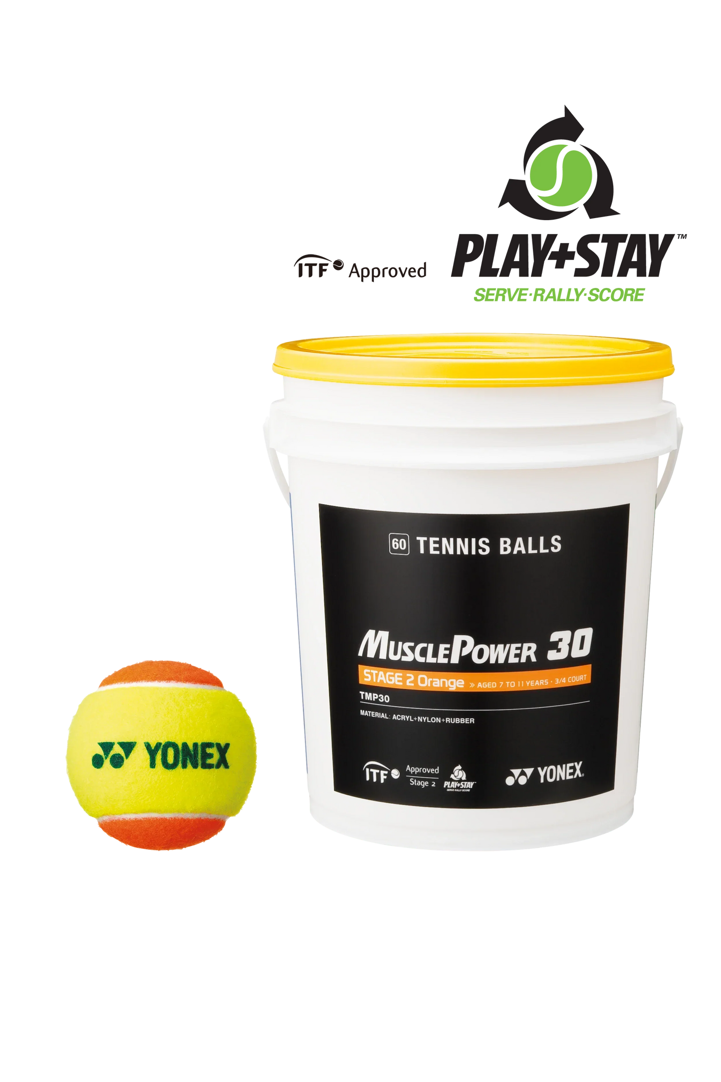 COLOURED TRAINING BALLS BUCKET - 60 BALLS, STAGE 2